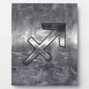 Placa Expositora Sagittarius Symbol Grunge Estilo Acero Molesto
