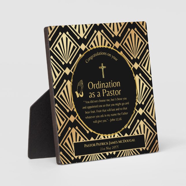 Placa Expositora Sagrado Pastor recién Ordenado Biblia Verse Person (Anverso)