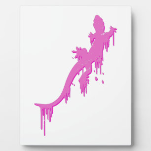 Placa Expositora Salamandra rosa con gota de pintura