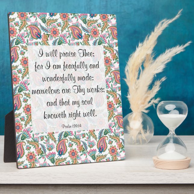 Placa Expositora Salmo 139:14 Plaque (Lado)