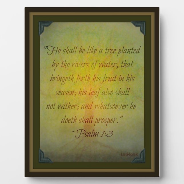 Placa Expositora Salmo 1:3 Plaque De Escritura (Frente)