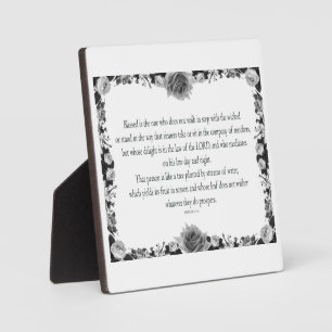 Placa Expositora Salmo 1, cosecha su fruta en temporada, B&W