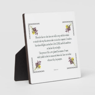 Placa Expositora Salmo 1, Diseño De Flor Amarilla Rosa, Bendecido,