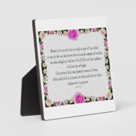 Placa Expositora Salmo 1, efecto pintura de aceite Floral púrpura