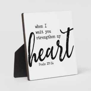 Placa Expositora Salmo 27:4 Esperar Rótulo de Farmhouse Bible Scrip