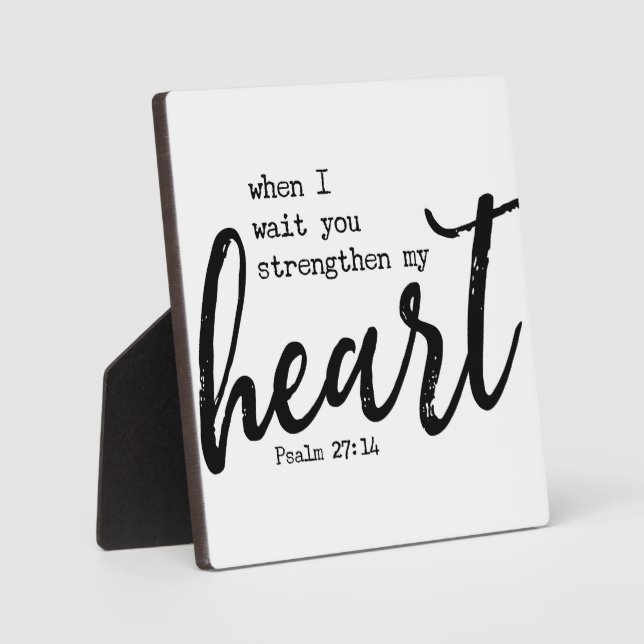 Placa Expositora Salmo 27:4 Esperar Rótulo de Farmhouse Bible Scrip (Anverso)