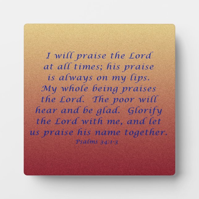 Placa Expositora Salmos 34:1-3 (Frente)