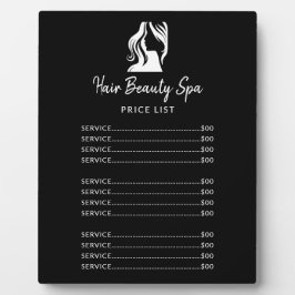 Placa Expositora Salón de pelo elegante carta en blanco y negro de