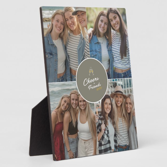 Placa Expositora Saludos a amigos por la amistad Moda Collage de fo (Lado)