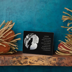 Placa Expositora Samhain Bendición con Owl Pagan