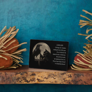 Placa Expositora Samhain Holiday Black Cats and Ravens Poem