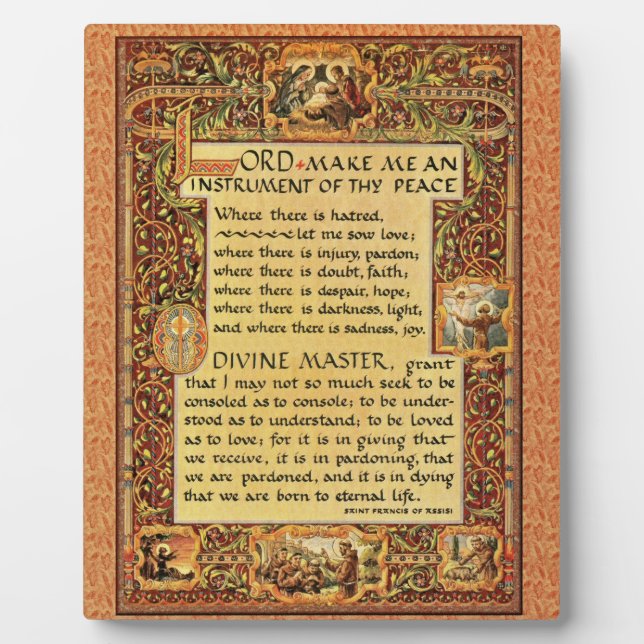 Placa Expositora San Francisco de Asís, simple oración por la paz (Frente)