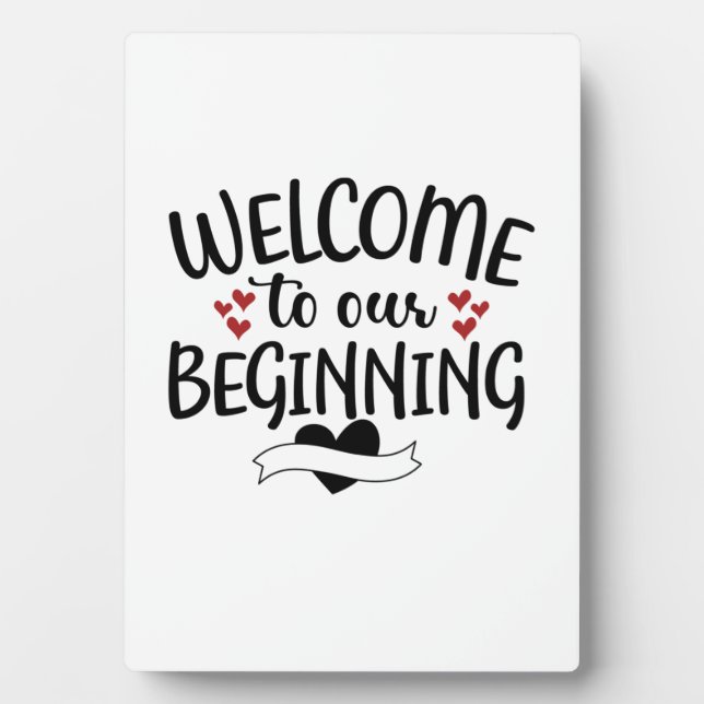 Placa Expositora San Valentín Bienvenidos A Nuestro Comienzo (Frente)