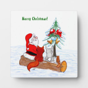 Placa Expositora Santa Claus con Fox de Conejo y Squirrel
