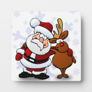 PLACA EXPOSITORA SANTA CLAUS Y RUDOLPH