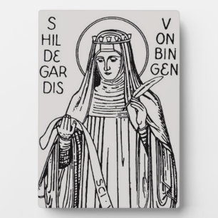Placa Expositora Santa Hildegarda de Bingen Mística Medieval
