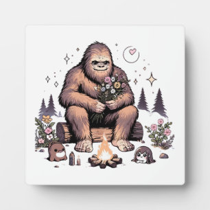 Placa Expositora Sasquatch sosteniendo flores