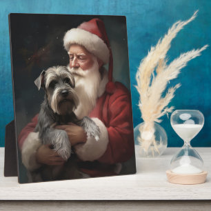 Placa Expositora Schnauzer Con Navidades festivos de Santa Claus