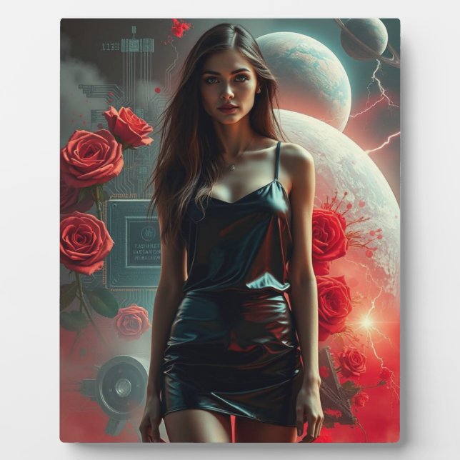 Placa Expositora Schönheit, Planeten, Blumen und KI (Frente)