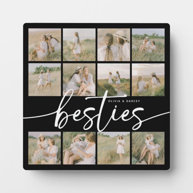 Placa Expositora Script Besties Photo Collage Personalized (Frente)