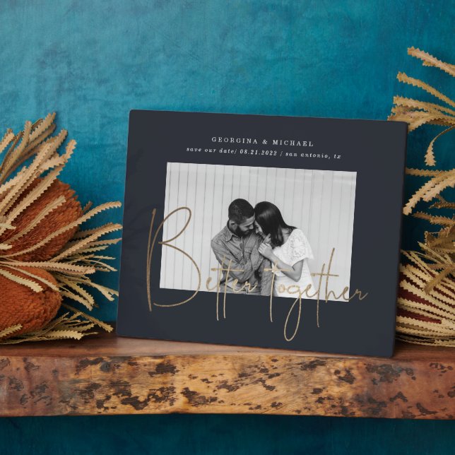 Placa Expositora script de oro una foto guardar el plan de compromi (Lado)