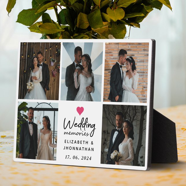 Placa Expositora Script Wedding Memories Heart Couple Photo Collage (Subido por el creador)