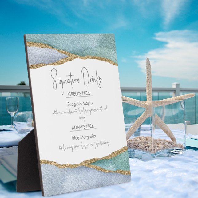 Placa Expositora Seaglass Watercolor Signature Bebe Rótulo Boda (Subido por el creador)