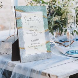 Placa Expositora Seaglass Watercolor Signature Boda Rótulo de bebid