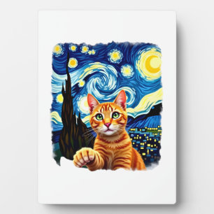Placa Expositora Selfie de gato naranja La noche estrellada Mamá ga