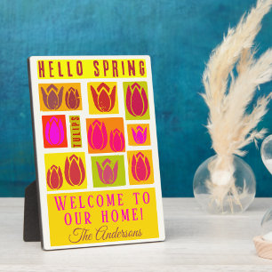 Placa Expositora Señal de bienvenida de los tulipanes de primavera