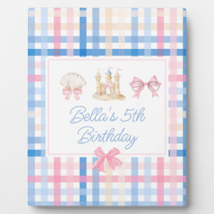 Placa Expositora Señal de bienvenida de Preppy Watercolor Beach Fie