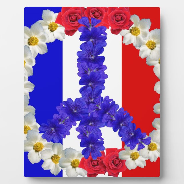 Placa Expositora señal de paz de bandera francesa (Frente)