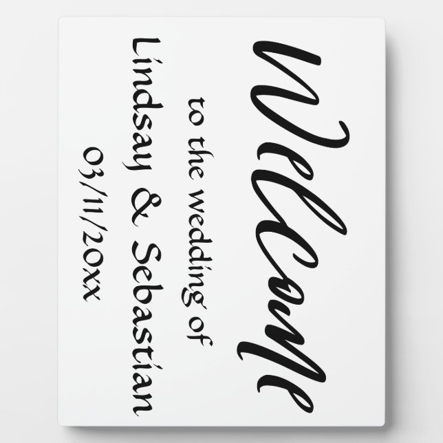 Placa Expositora Señal del boda de bienvenida Tabletop Plaque con E (Frente)