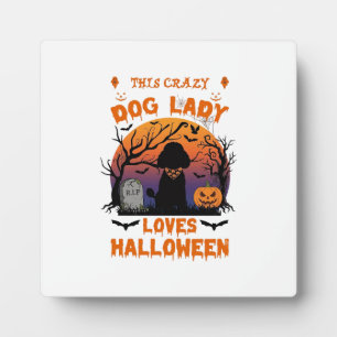 Placa Expositora Señora Perro Loco Ama Tumba de Calabaza de Caniche