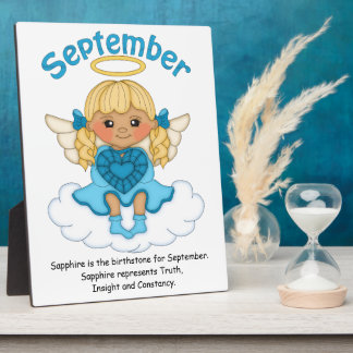 Placa Expositora Septiembre Birthstone Angel Blonde Plaque