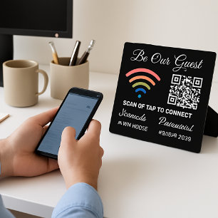 Placa Expositora Ser Nuestro Invitado Qr Code Wifi Network & Passwo