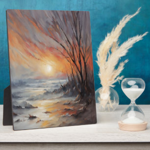 Placa Expositora Serene Winter Sunset - Arte paisajístico natural