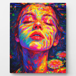 Placa Expositora Serene Woman Underwater Rainbow Colors Impasto