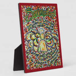 Placa Expositora Serenity Prayer Angel (Palo de Arte Pintado Españo