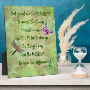 Placa Expositora Serenity Prayer Butterfly Inspirador