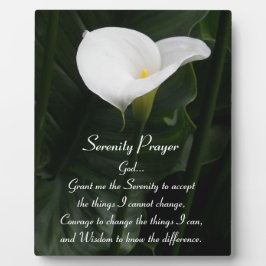 Placa Expositora Serenity Prayer Calla Lily Floral