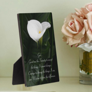 Placa Expositora Serenity Prayer Calla Lily Floral