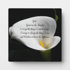 Placa Expositora Serenity Prayer White Calla Lily Floral