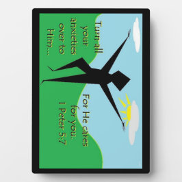 Placa Expositora Serie Faith 1er Peter 5:7 Plano de arte de las esc