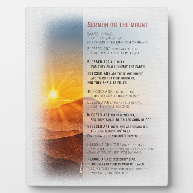 Placa Expositora Sermón de Jesús en el Monte - Mateo 5 (Frente)