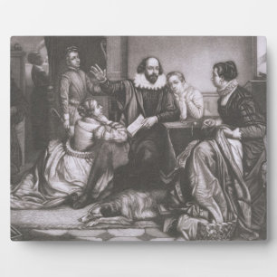 Placa Expositora Shakespeare con su familia, en Stratford, Recitin