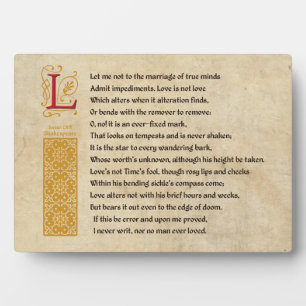 Placa Expositora Shakespeare Sonnet 116 (CXVI) on Parchment