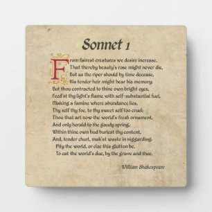 Placa Expositora Shakespeare Sonnet 1 Pergamino