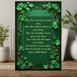 Placa Expositora Shamrocks Green May the Road Rise Irish Blessing 