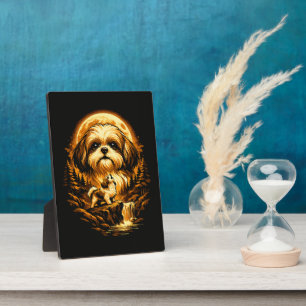 Placa Expositora Shih Tzu Aullando a La Luna Perro Divertido